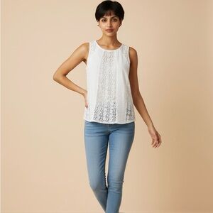 Solitaire Elegant White Lace Tank Top